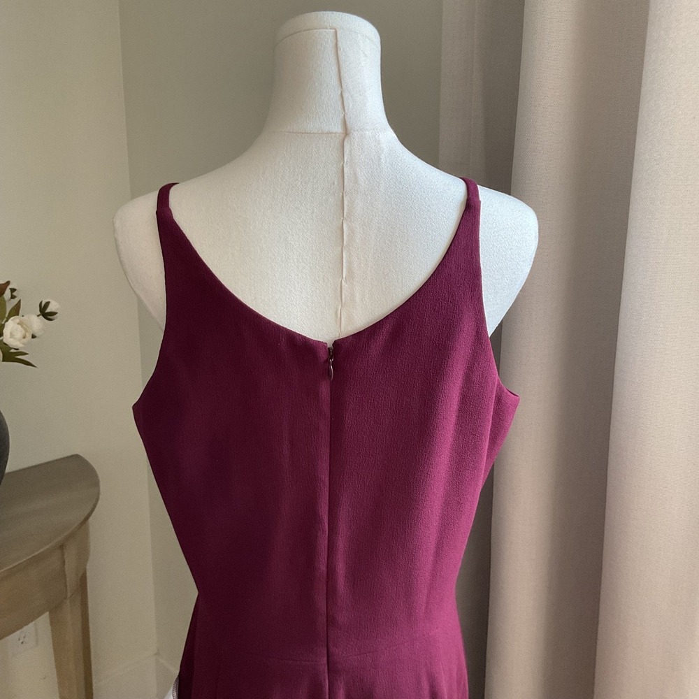 Dress The Population Iris Slit Crepe Gown Side Slit Burgundy LARGE NWT - Picture 7 of 14